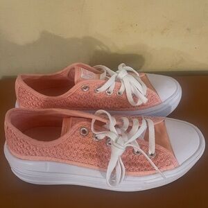 Coral Canvas Platform Sneakers